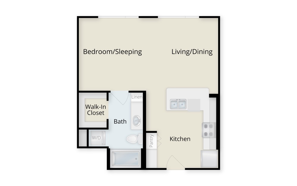 S1 Income-Based | Starting at $1025 - Studio floorplan layout with 1 bathroom and 563 square feet
