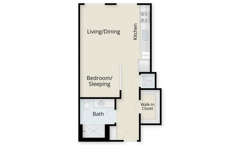S2 Income-Based | Starting at $975 - Studio floorplan layout with 1 bathroom and 532 square feet