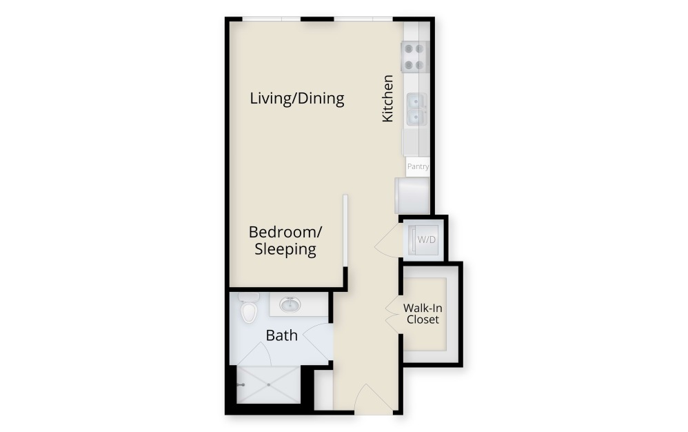 S2 Income-Based | Starting at $975 - Studio floorplan layout with 1 bathroom and 532 square feet